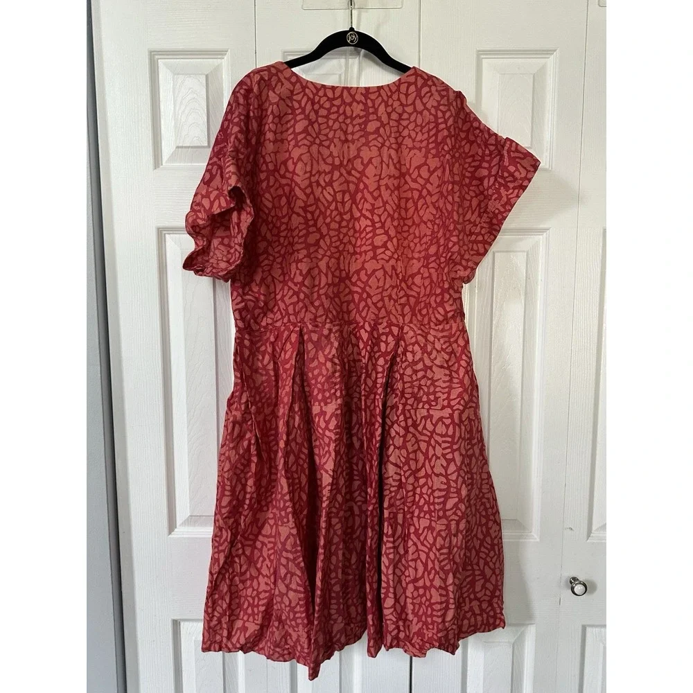 Anthropologie SIKA Red Mosaic Mini Dress Size 16W READ No Belt